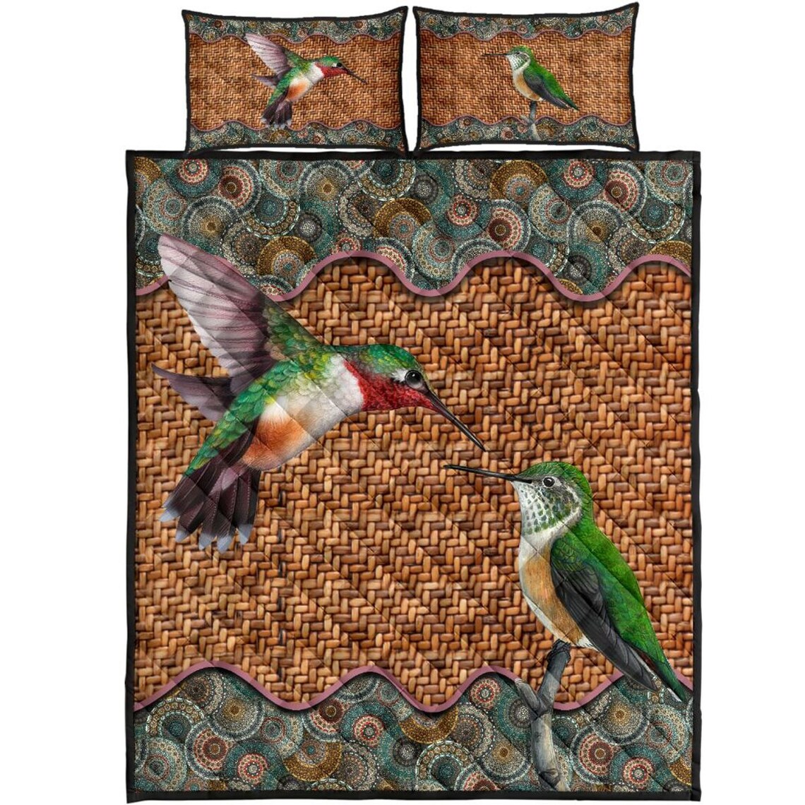 Hummingbirds On The Seamless Quilt Bedding Set Coziness quilt Etsy