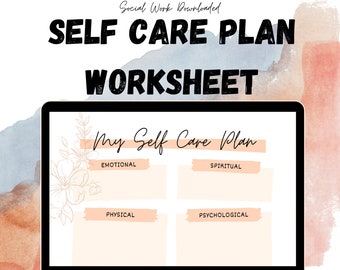 Self Care Planner | Social Work Self Care Routine | Self Care Worksheet | Mindfulness, Mental Health, Wellness, Self-care, and Self-love