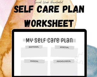 Self Care Planner | Social Work Self Care Routine | Self Care Worksheet | Mindfulness, Mental Health, Wellness, Self-care, and Self-love