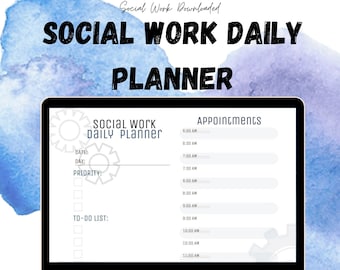 Soziale Arbeit Tagesplaner Printable | Termine Stundenplan | To do Liste | Sozialarbeiter Planer