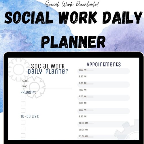 Social Work Daily Planner Printable Appointments Hourly Etsy