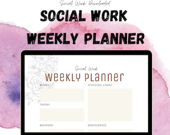 Soziale Arbeit Wochenplaner Printable | Prioritäten, Dringend, Termine und Notizen | Sozialarbeiter Planer