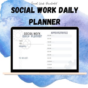 Social Work Daily Planner Printable | Appointments Hourly schedule | To do list | Social Worker Planner
