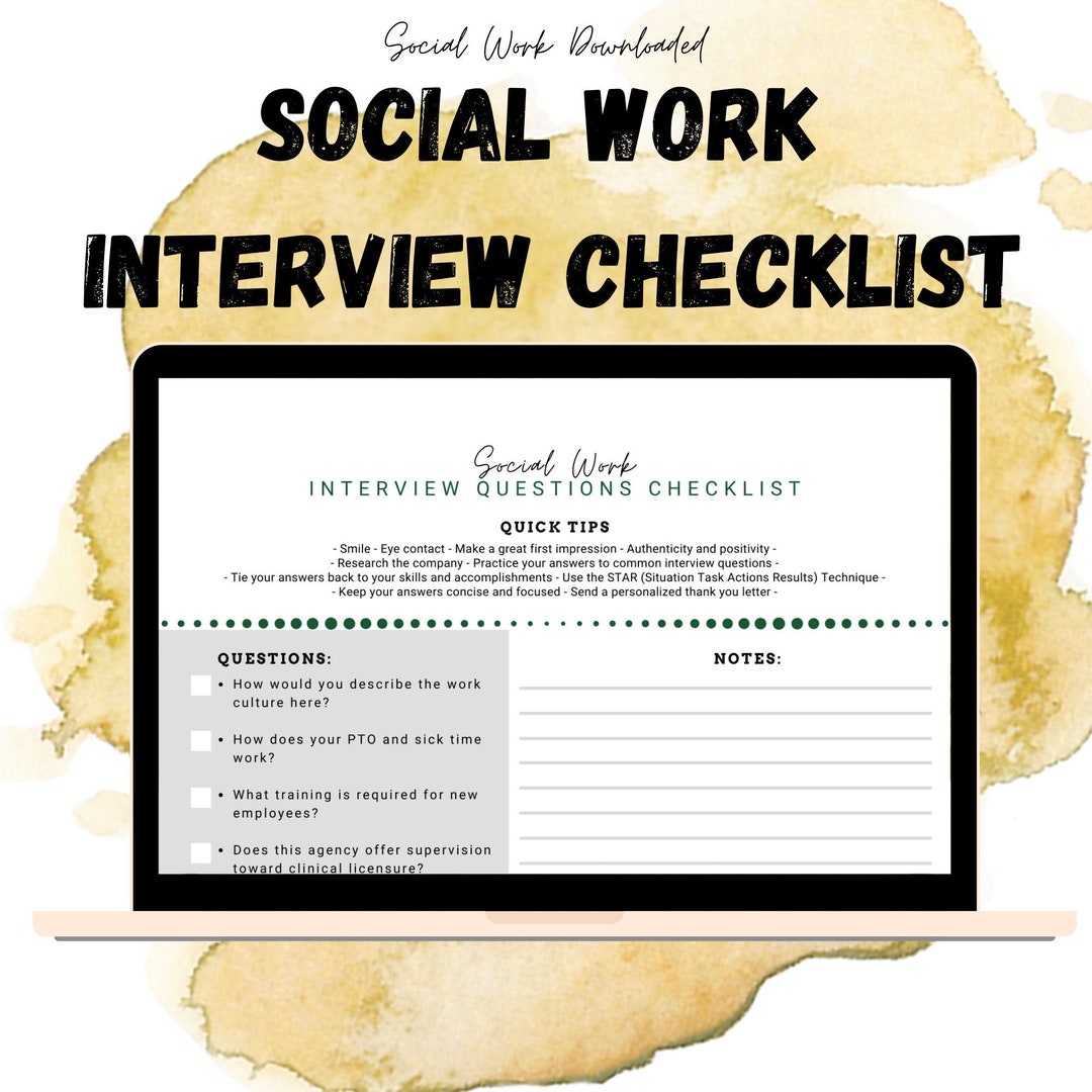 Social Work Interview Tips and Question Checkist With Notes Section