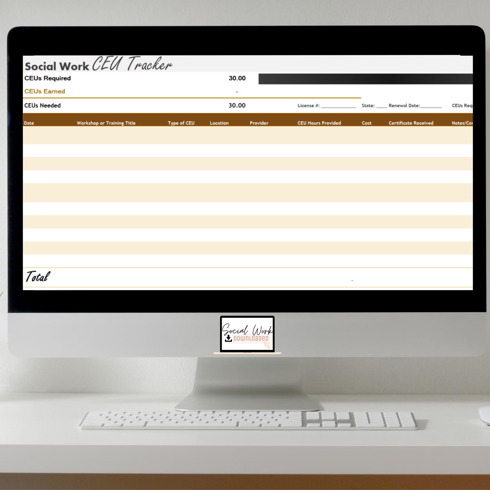 Social Work CEU Tracker Excel Worksheet Template Social Work Etsy