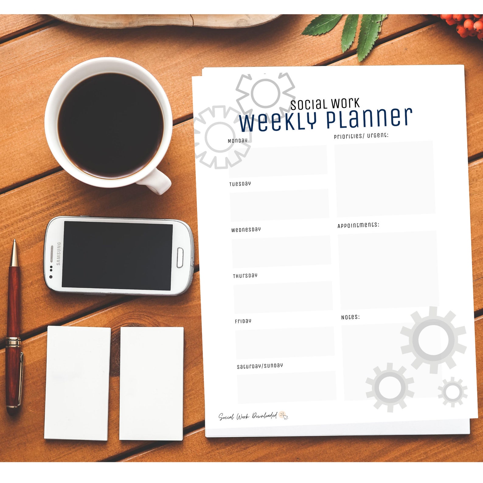 Social Work Weekly Planner Printable Priorities, Urgent, Appointments