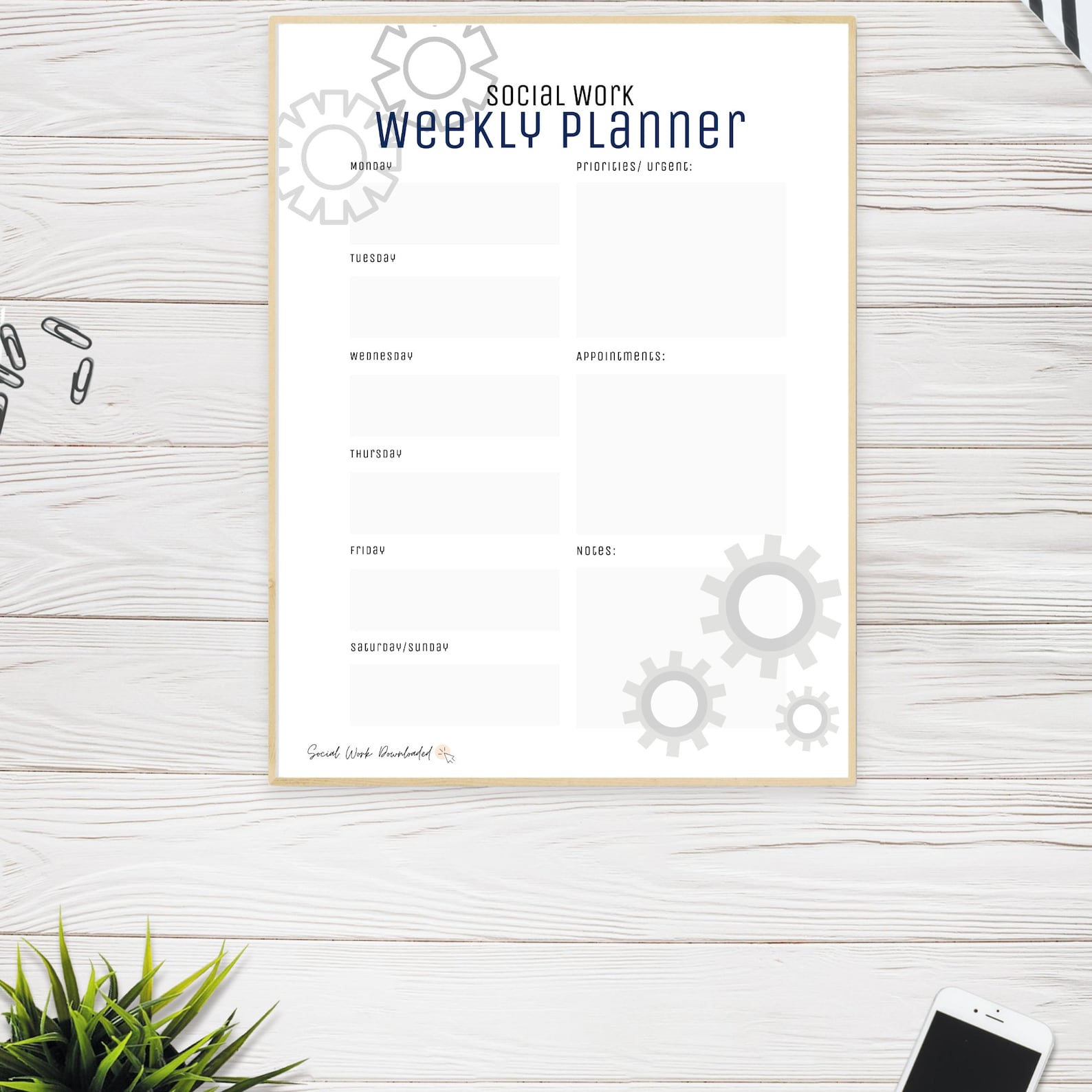 Social Work Weekly Planner Printable Priorities, Urgent, Appointments