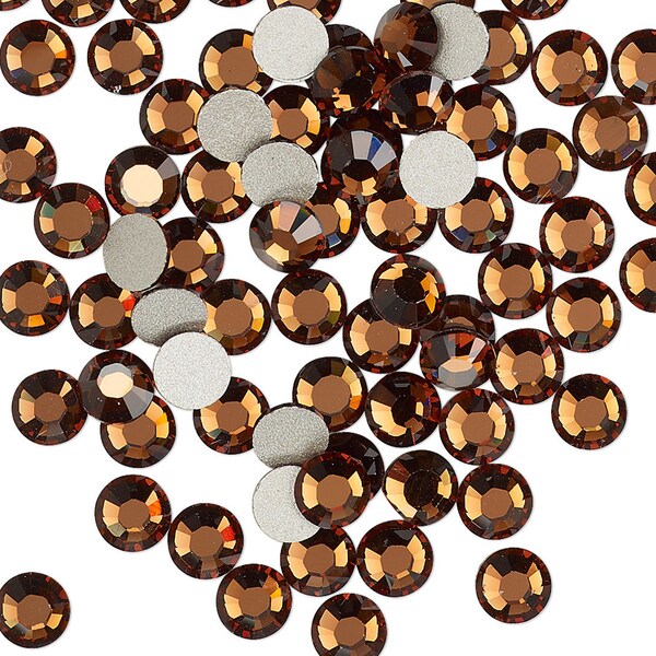 12PC Swarovski Crystal Size Art 2028 Vintage Flat Back  Color Smoked Topaz (Dark Brown) Crystal  Size 16ss 3.8-4mm  Genuine Austrian Crystal