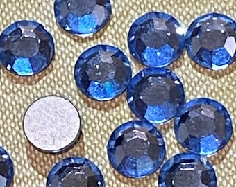 6PC Swarovski Crystal Size 42ss Art 2000  Vintage Flat Back Crystal Color Light Sapphire  Size 42ss 8.95-9.23mm  Genuine Austrian Crystal