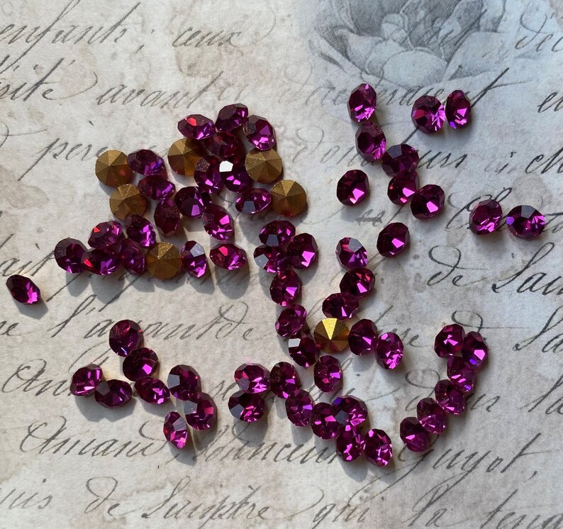 12PC Preciosa Crystal Vintage Pointed Back Crystal Color Fuchsia Size 22SS 4.9\u20135.1 mm Genuine Czech Crystal
