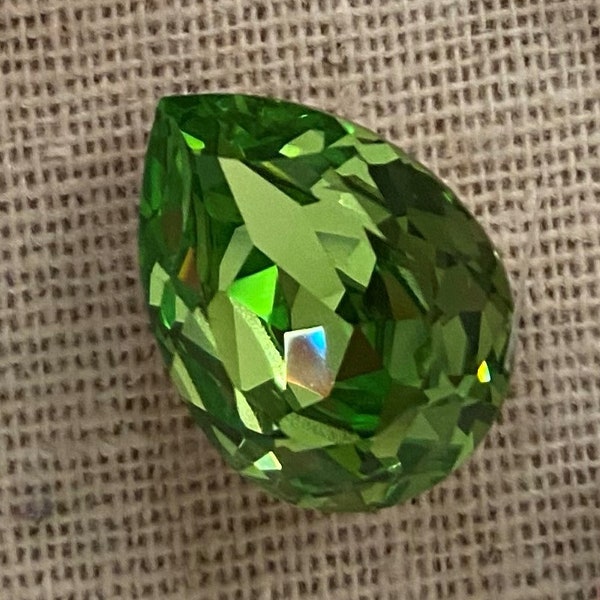 Swarovski Crystal Art 4320  Tear Drop Faceted Fancy Stone Color Peridot Size 18x13mm Genuine Austrian Crystal