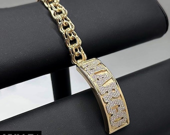 Chino link custom bracelet in Real 10 Karat and 14 Karat Gold