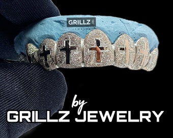 Custom Silver Grillz: Cross Cuts, Diamond Dust, Handmade