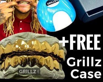 Silver 925 Grillz: 18K Gold Dipped, Custom Fit, Free Case