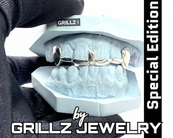 Pointed Fang Grillz: Italian Silver Tooth Caps, Gap Filler, FREE Mold Kit