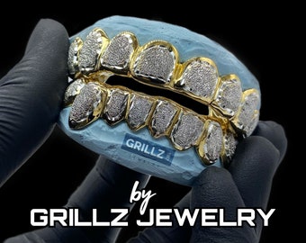 Custom grillz, FREE diamond dust, (925 Silver - Real 14K Gold) , FREE mold kits, Fast process, FREE 2 Day Shipping by Grillz jewelry