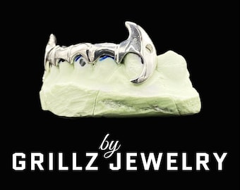 Custom Fangs Grillz: 925 Silver Open Cut Grill