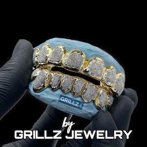 Custom grillz, FREE diamond dust, (925 Silver - Real 14K Gold) , FREE mold kits, Fast process, FREE 2 Day Shipping by Grillz jewelry