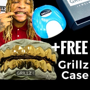 Grillz, Miami Perm Cuts, FREE Grillz Case, Silver 925 Only, Double Dipped in 18K Yellow, White, Rose Gold, FREE Delivery by Grillz jewelry