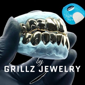 Grillz, High quality Silver 925, 18K Gold double plated, FREE GRILL CASE, best permanent cuts, lowest price, fastest turnaround, Free ship