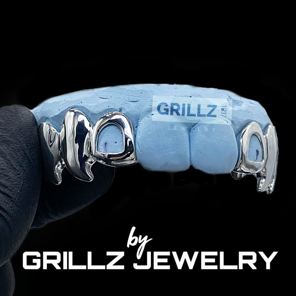 King crab grillz, unique look, custom fangs, canines, open face, fit and fast process, FREE mold kits, FREE US shipping by grillz jewelry