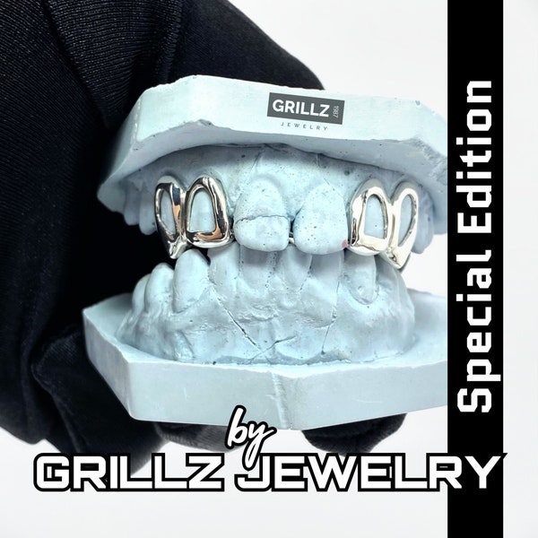 Custom grillz, Limited Edition, unique open faces, full and half full cuts, Italian high quality Silver, Gold, FREE mold kits, FREE Shipping