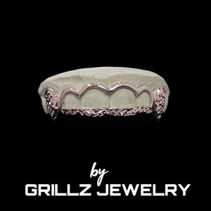 Grillz Open Face, Window Cuts, Free Fangs, Free Diamond Cuts (925 Silver - Real 14K Gold), 3 Days Done, FREE 2 Day Shipped by GRILLZJEWELRY