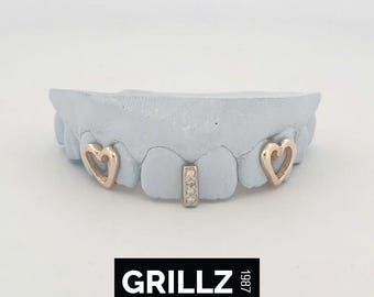 Open Heart Moissanite Grillz: Custom Gold Gap Jewelry