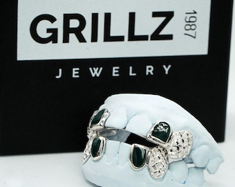 Custom Enamel Grillz: Diamond Cut, Silver, 10K/14K Gold, Free Mold Kit