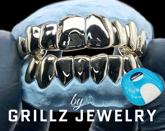 Custom Gold Grillz: Italian Sterling Silver, Permanent Cuts