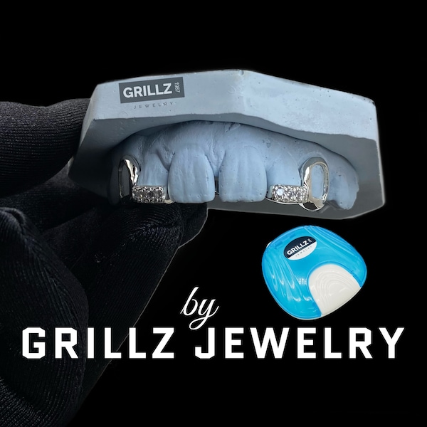 Custom diamond grillz, feminine tip covers, open face, CZ stones, high quality, FAST turnaround, FREE mold kits, Free express shipping