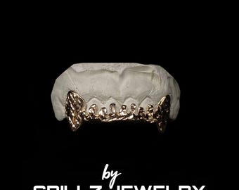 Custom 3D Dripping Fang Grillz: Silver or Gold