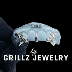 Sterling Silver Open Face Fang Grillz: Custom Fit, FREE Mold Kit