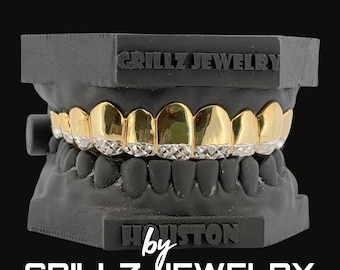 Anpassade guldgrillar: Blingbotten, 925 silver, 10K/14K guld, gratis gjutformskit