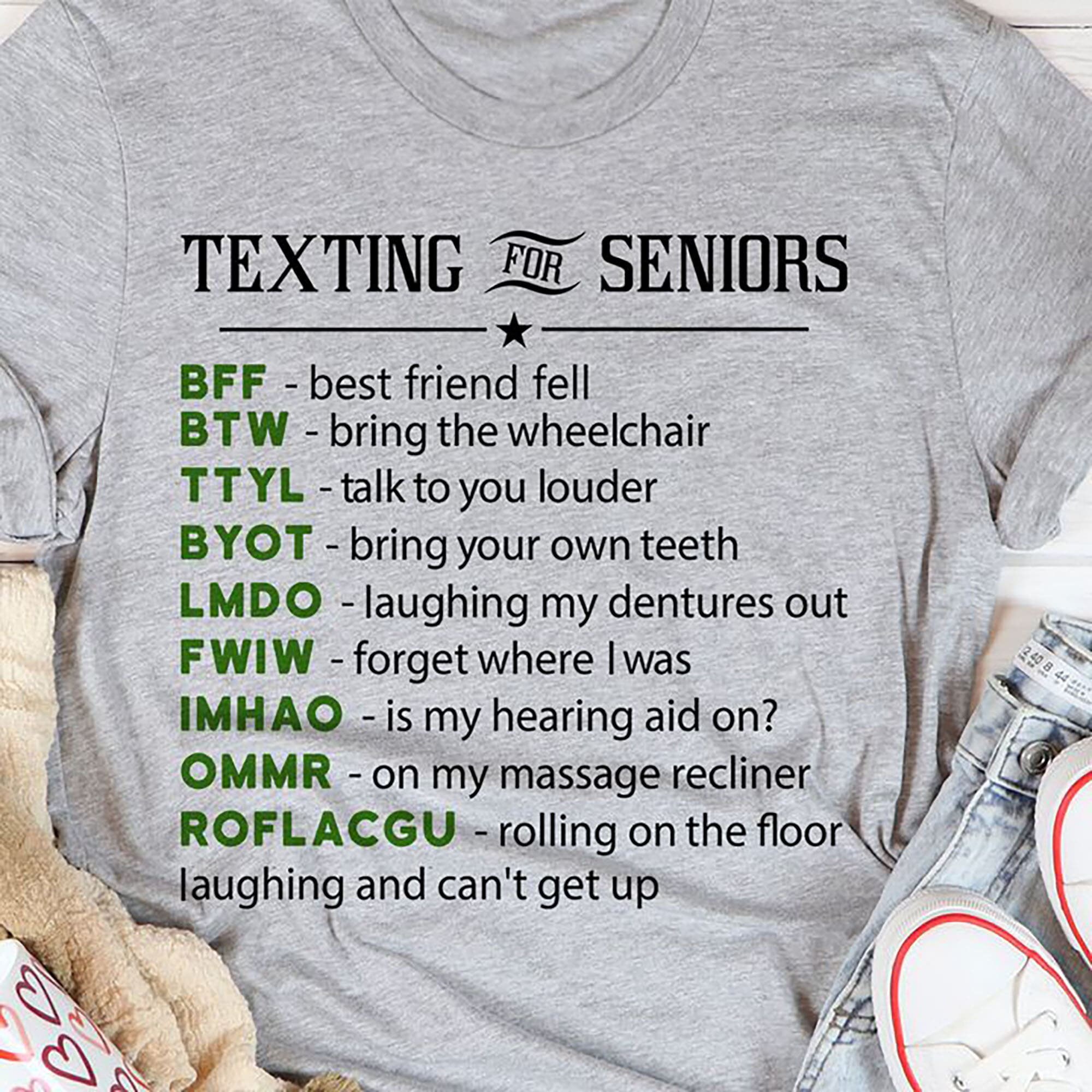 Texting For Seniors Shirt Senior Citizen Texting Codes Shirt | Etsy