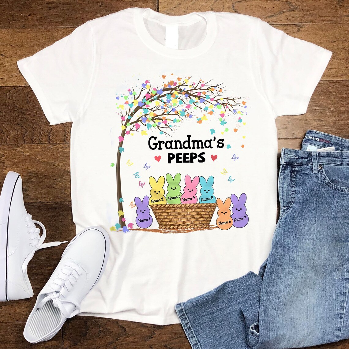 Personalized Grandma Bunny Easter Shirt Gift For Grandma Etsy