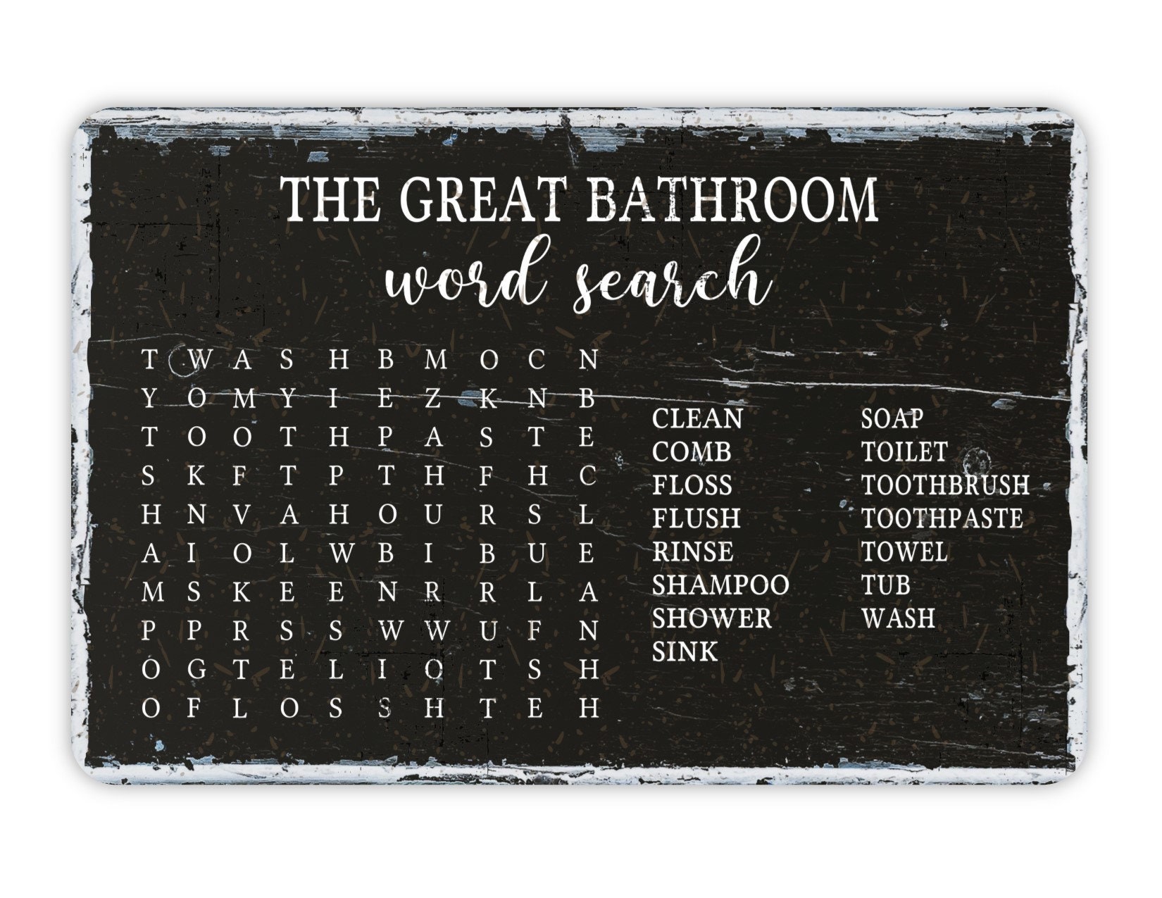 Rustic Funny Bathroom Word Search Metal Sign Contemporary - Etsy