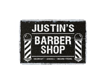 Personalized Barber Shop Metal Sign, Custom Barbershop Wall Decor, Hair Salon Business Signage, Man Cave Gift, 12”x8”