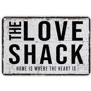 Love Shack Sign, Funny Master Bedroom Metal Wall Decor, Custom Gift For Soulmate Couple, Vintage Style Novelty Gift , 12&quot;x8&quot;