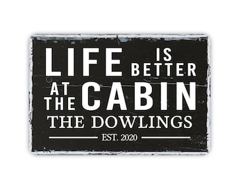 Vintage Style Personalized Life Is Better At The Cabin Metal Sign, Contemporary Modern Farmhouse Wall Decor, Cabin Themed Sign, 12&quot;x8&quot;