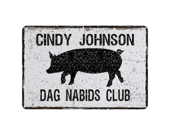 Personalized Show Pig or Hog Sign, Contemporary Modern Farmhouse Metal Wall Decor, Fairs, Stock Shows, Rustic Farm Themed Gift, 12"x8"