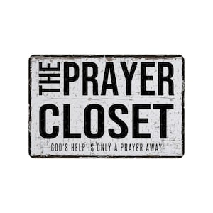 Prayer Closet Metal Sign, Rustic Farmhouse Style War Room Wall Decor, 12"x8"