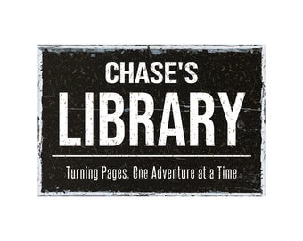 Personalized Library Metal Sign, Rustic Farmhouse Style Library Wall Decor For The Home Library or Reading Room, Book Lover Gift, 12"x8"