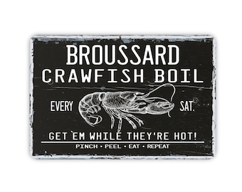 Vintage Style Crawfish Boil Personalized Metal Sign, Contemporary Modern Farmhouse Wall Decor, Cajun Themed Vintage Novelty Gift, 12&quot;x8&quot;