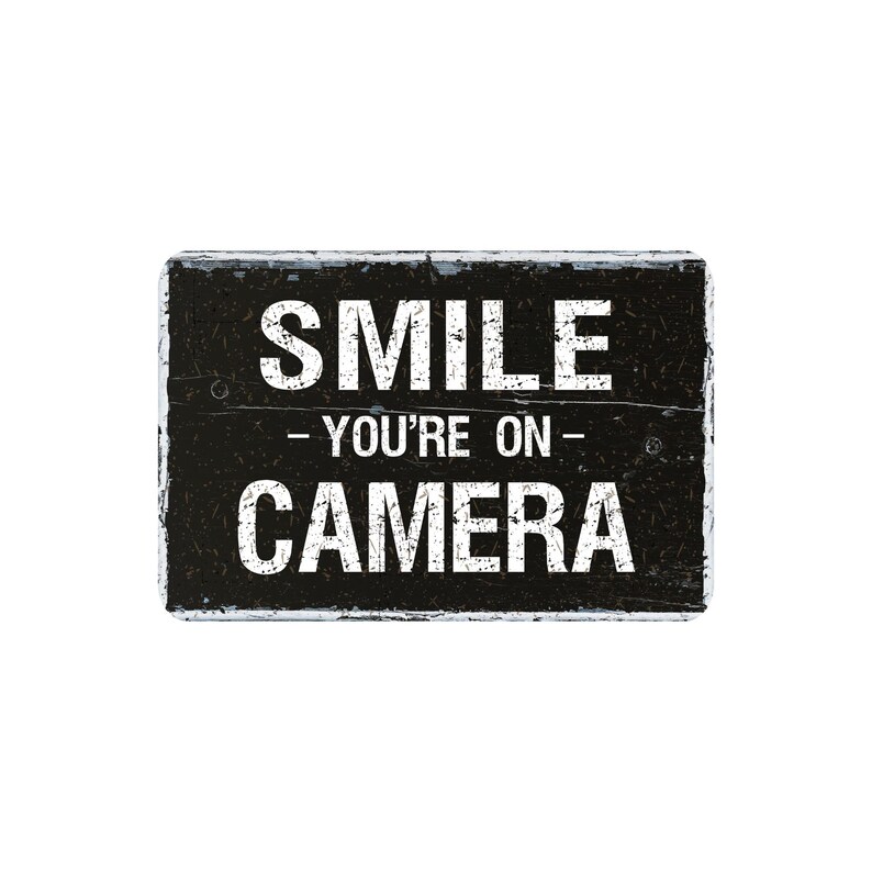 Smile You're on Camera Metal Sign – Video Security Surveillance Warning ...