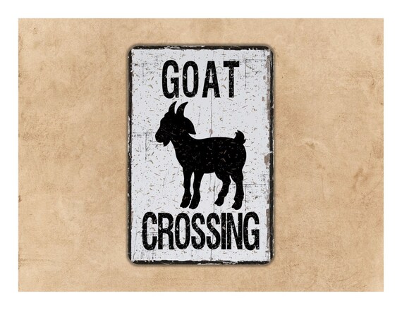 Vintage Style Goat Crossing Farm Metal Sign Contemporary | Etsy