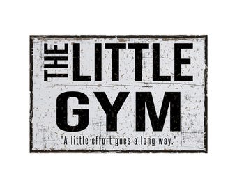 Vintage Style Little Gym Metal Sign, Contemporary Modern Farmhouse Metal Wall Decor, A Little Effort Goes A Long Way, Workout Theme 12"x8"
