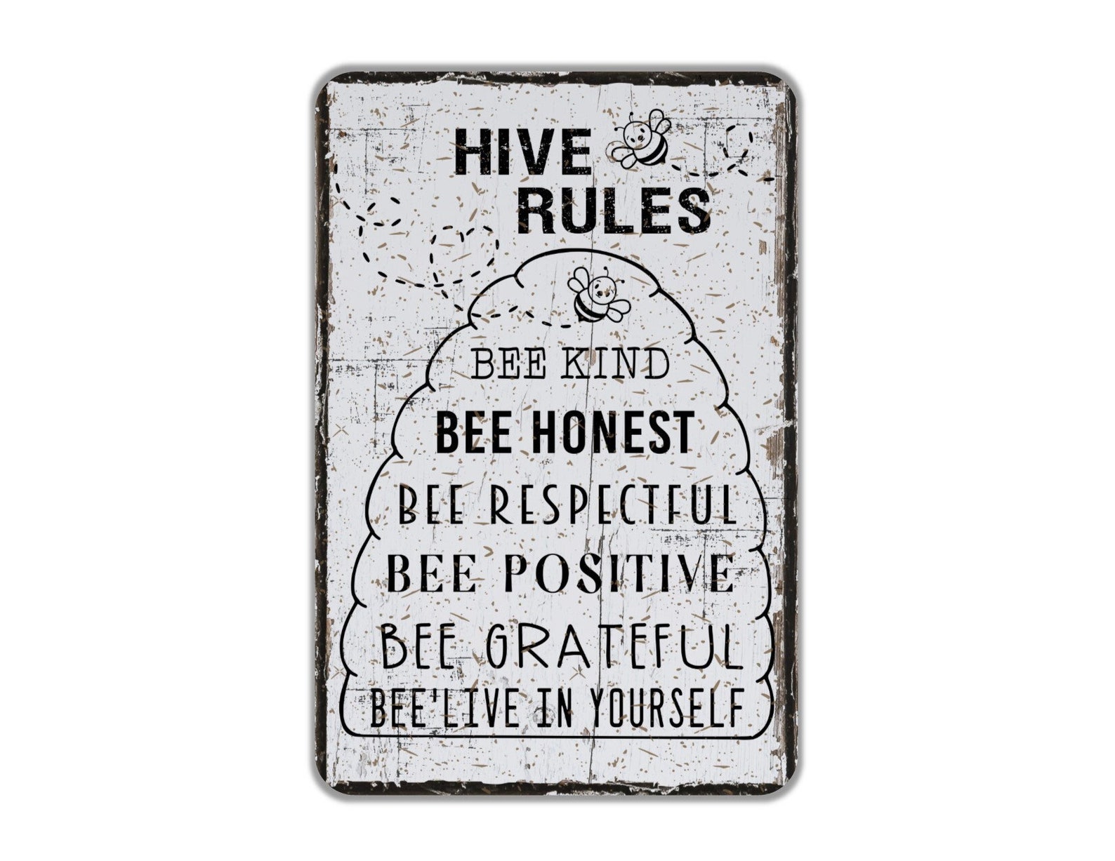 Funny Bee Hive Rules Metal Sign Contemporary Modern Farmhouse Etsy
