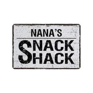 Personalized Snack Shack Metal Sign, Rustic Farmhouse Style Treat Bar Wall Decor, Gift From Grandchildren, 12"x8"