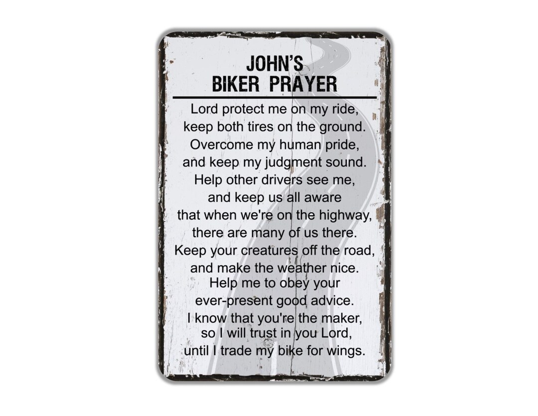 Biker Prayer Sign, Personalized Rustic Contemporary Modern Farmhouse ...